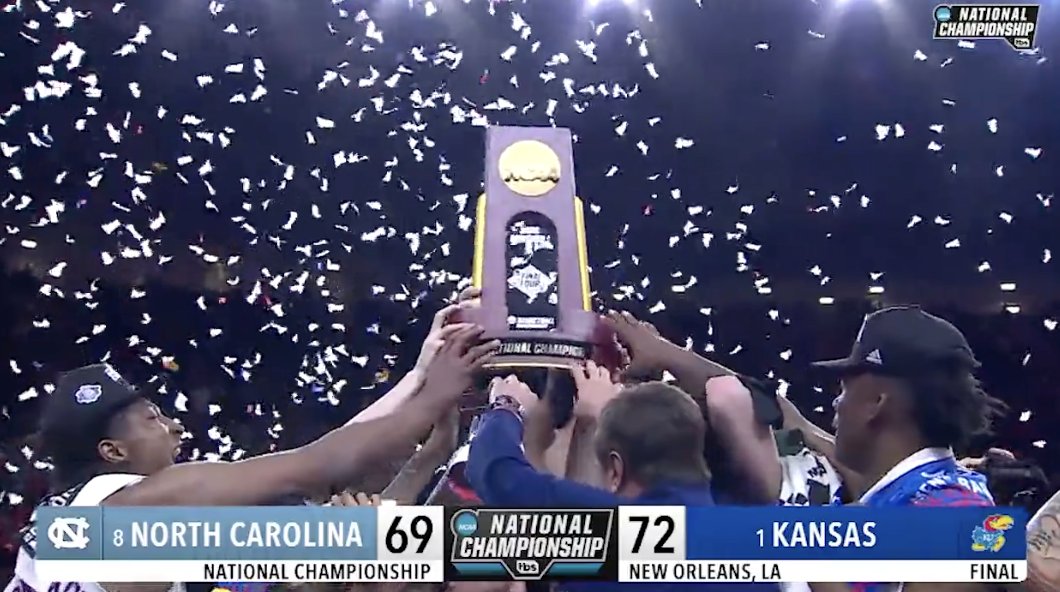 Last season, Kansas Men’s Basketball overcame the largest deficit in a national championship game against North Carolina 🏆