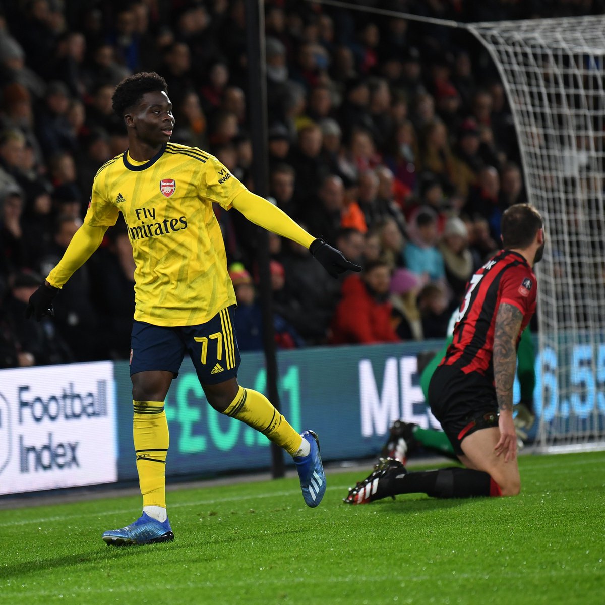 A bullet from Bukayo 💥 Remembering Bukayo Saka's first goal in English football 😎 🔜 Bournemouth (h)
