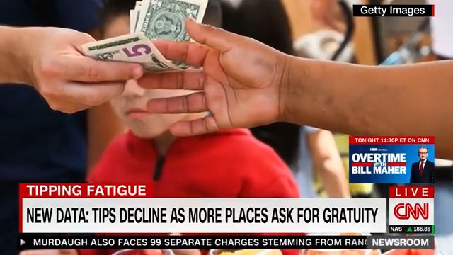 More and more places are asking customers to leave a gratuity, according to data from Toast. Is tipping fatigue setting in?