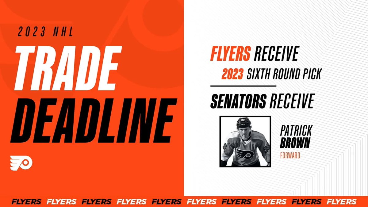 TRADE ALERT: We have acquired a 2023 sixth-round draft pick from the Ottawa Senators in exchange for forward Patrick Brown. Details: