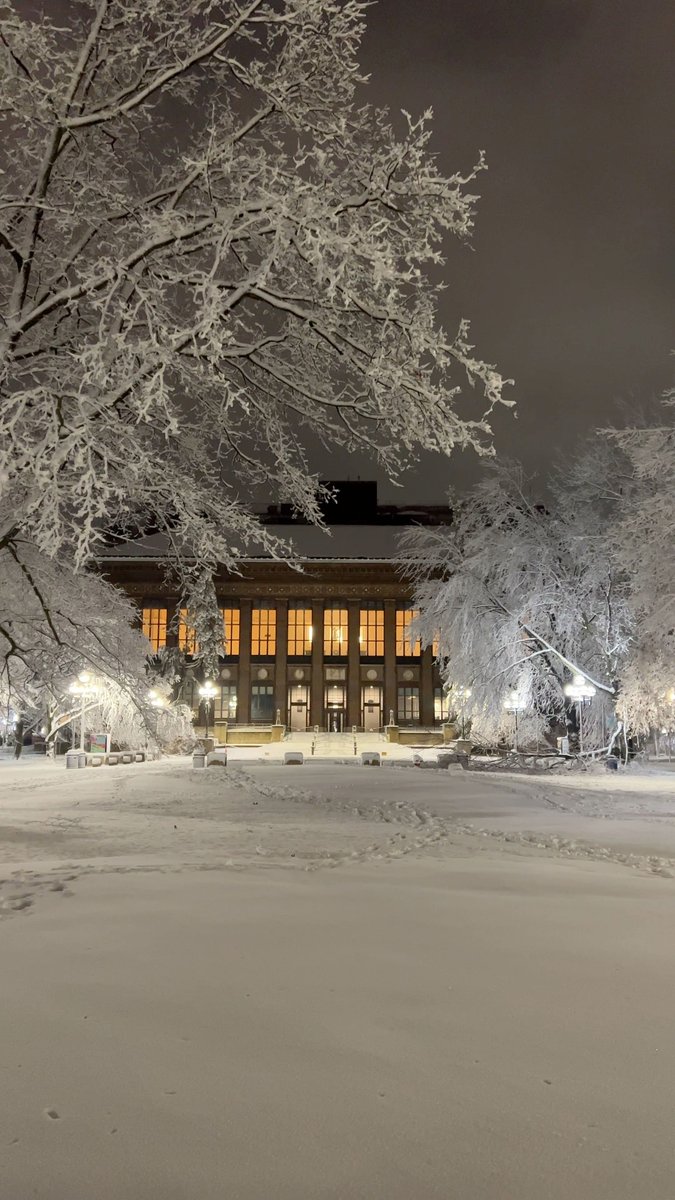 It's a winter wonderland out here on the Diag tonight. ☃️