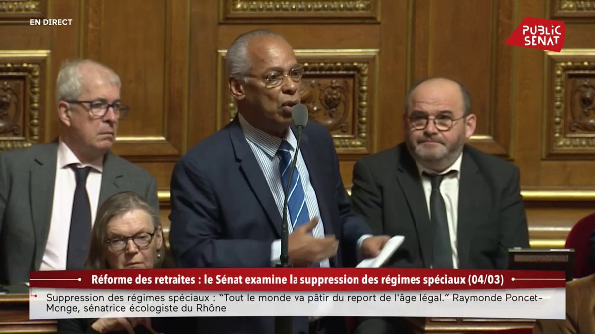 Victorin Lurel rappelle aux sénateurs qu’ils s’apprêtent à dégommer tous les régimes spéciaux sauf le leur. C’est vrai que ça fait tache… #DirectSenat #ReformeDesRetraites #OnBloqueTout