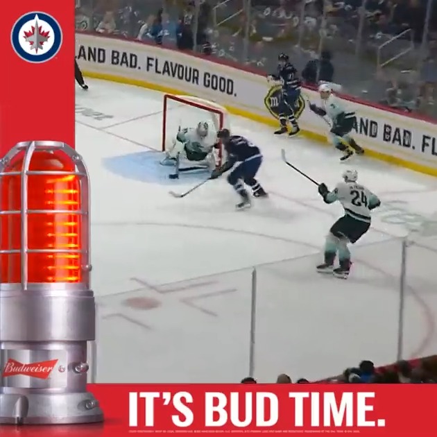 IT'S BUD TIME! Which Winnipeg Jet will score first tonight? Reply with the hashtag #ItsBudTime for a chance to win a Budweiser Red Light! Rules & Regulations ▶️ 18+ | #GoJetsGo | #ad
