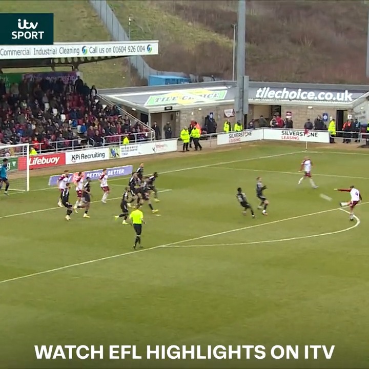 WHAT A VOLLEY! Jack Sowerby with this stunner for Northampton Town 😍 Watch EFL Highlights on ITV4 tonight at 9pm