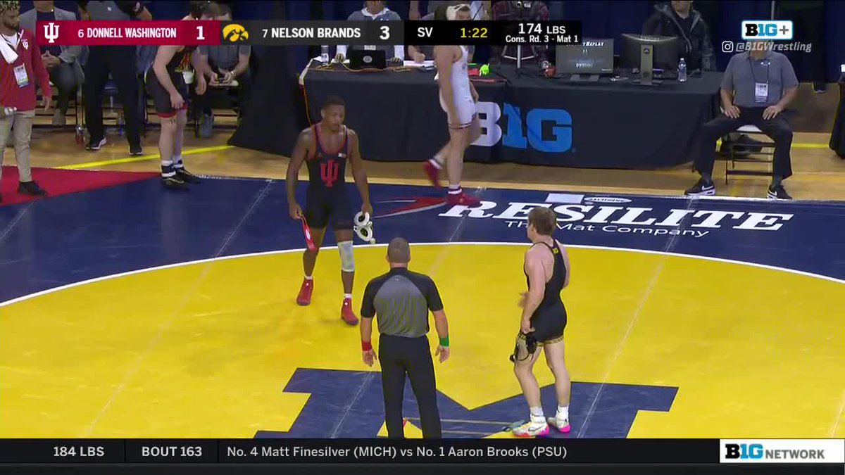 𝐁𝐫𝐚𝐧𝐝𝐬 𝐖𝐢𝐭𝐡 𝐭𝐡𝐞 𝐎𝐓 𝐖𝐢𝐧!! Nelson Brands defeats Donnell Washington in Sudden Victory!! #Hawkeyes | #B1GWrestle