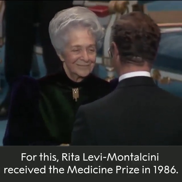 How much do you know about the longest-living Nobel Prize laureate ever? Learn more about medicine laureate Rita Levi-Montalcini who discovered nerve growth factor and was 103 years old when she passed away in 2012. #NobelPrize