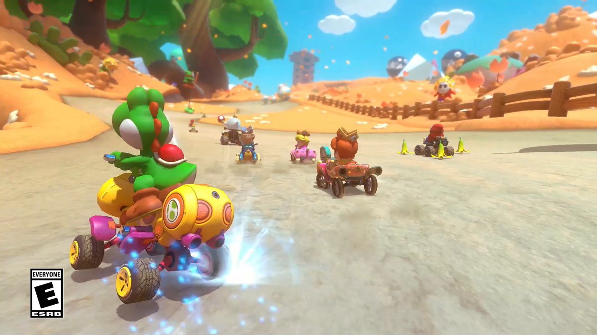 The brand new Yoshi’s Island course arrives with Wave 4 of the #MarioKart 8 Deluxe–Booster Course Pass! Ride waves of nostalgia for this Super NES game all the way to the finish line and try to hit the Goal Ring!