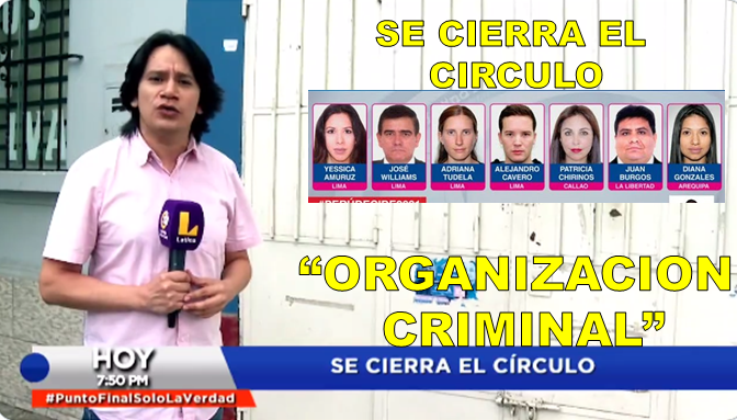 #URGENTE Tal como dijimos en el twitt de abajo, Se cierra el circulo donde se comprueba que AVANZA PAÍS es una organización criminal!! Acá sus integrantes de la mafia: Adriana Tudela, Alejandro Cavero, Norma Yarrow, Patricia Chirinos, José Williams y Yessica Rosselli! #PuntoFinal