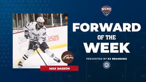 🏅 𝗙𝗢𝗥𝗪𝗔𝗥𝗗 𝗢𝗙 𝗧𝗛𝗘 𝗪𝗘𝗘𝗞 🏅 WMU Hockey's Max Sasson (Max Sasson) ▪️ Career-high-tying 4 points Friday, including a natural 🎩🎩🎩 ▪️ Scored ✌️ late goals to force OT Sat. and had 🍎 on GWG 📰: KJ_Branding #NCHChockey // #BroncosReign