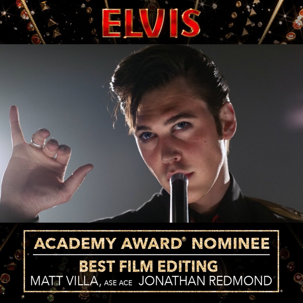 “Each set piece had something different to say narratively, and we tried to reflect that in the cutting.” – Matt Villa #ElvisMovie’s Matt Villa and Jonathan Redmond are nominated for the Academy Award® for Best Film Editing.