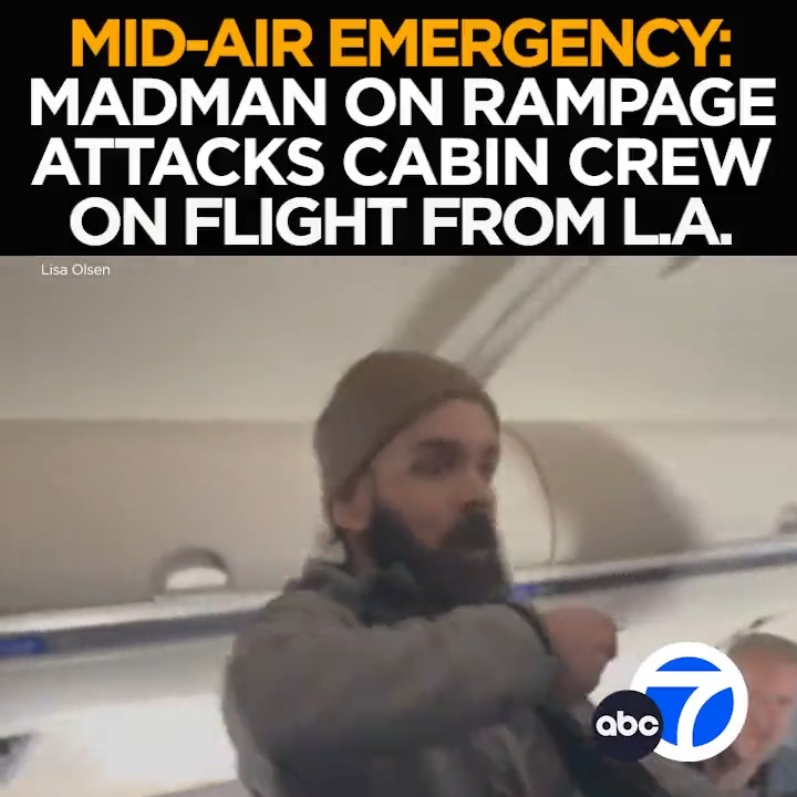 "I will kill every man on this plane!" A madman goes on a mid-air rampage on a #United flight from L.A., threating to kill other passengers before trying to stab a flight attendant. Eyewitness News with the terrifying takedown. Tonight at 11 from ABC7