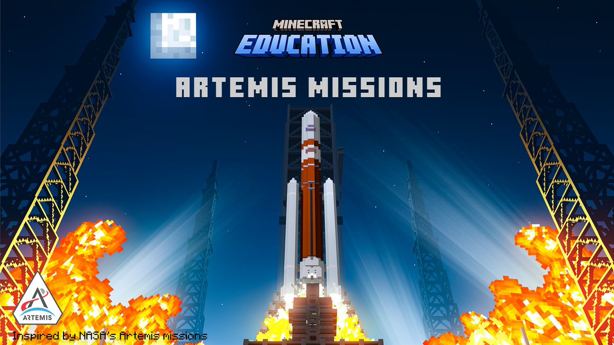 3...2...1 Lift off! The #Artemis Missions have landed in Minecraft in partnership with NASA! 🌙 🚀 Design your own rocket and navigate the Orion space capsule on a mission to the moon! #MinecraftEdu Explore: