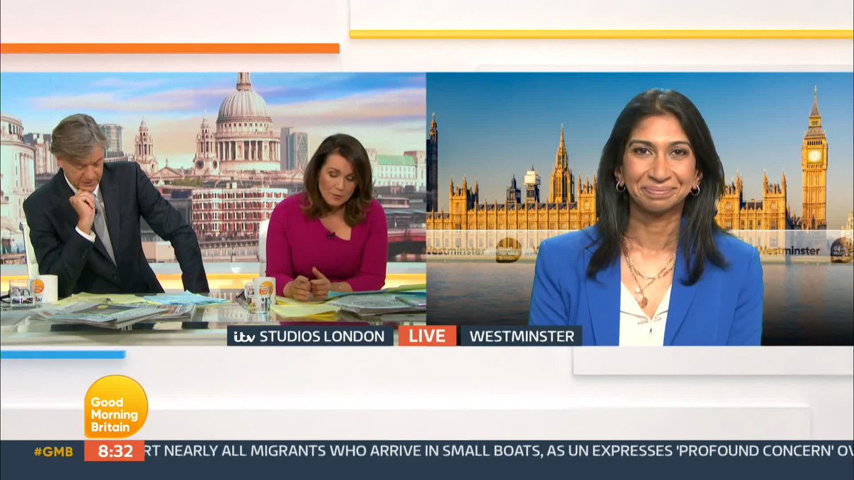 'On what planet is that likely and how is that not inflammatory language?' Susanna Reid grills Suella Braverman over her comments in the Commons where she claimed: 'one hundred million displaced around the world and likely billions more eager to come here is possible.'
