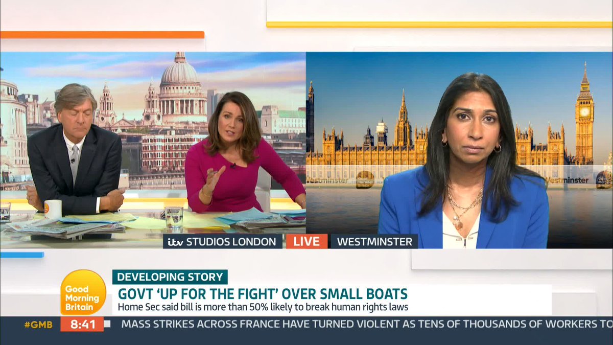 'What has happened to our compassion as a nation?' - Susanna Reid Suella Braverman responds after the United Nations called the new migration bill an 'asylum ban.'