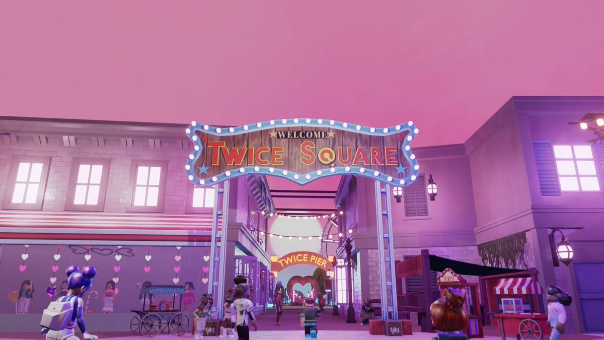 TWICE x ROBLOX "TWICE Square" "The first-ever persistent fan hub on the global gaming platform. TWICE Square is said to be rolling out new features all year, along with visits from the girls themselves."