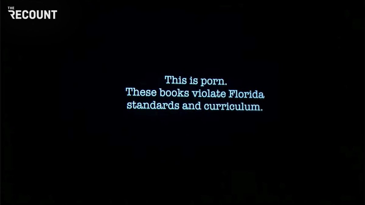 Gov. Ron DeSantis (R-FL) plays a video detailing some of the books that have been banned from Florida classrooms, alleging "this is porn."