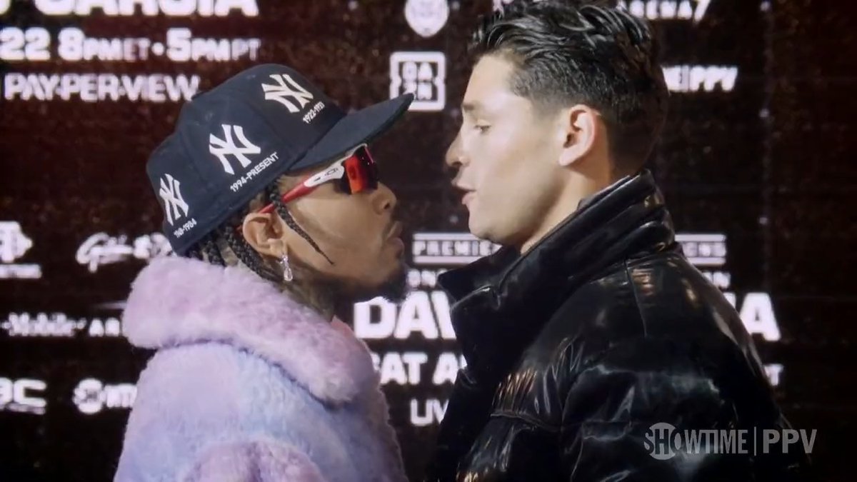 ‼️ Gervonta Davis vs Ryan Garcia intense first face-off as they exchange heated trash talk ahead of their fight on April 22nd… [📽️ @ShowtimeBoxing]