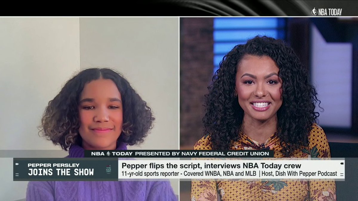 This moment between 11-year-old sports reporter Pepper Persley and Malika Andrews is everything 🥺❤️ (via NBA Today)