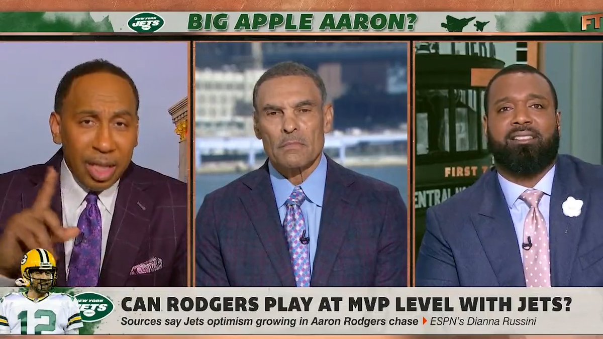 "He's a BAAADDD man! ... Aaron Rodgers is one of, if not the greatest, talent at the quarterback position we have EVER seen this side of Patrick Mahomes." —Stephen A Smith
