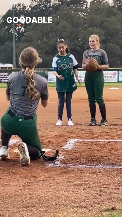 In Texas, this high school softball coach started a program that pairs her team with students who have disabilities. They trained together for months. This is what happened when she brought the students onto the field to throw the opening pitch.
