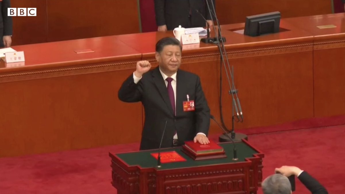 【现场画面】习近平宣誓就任中国国家主席,开始第三任期。