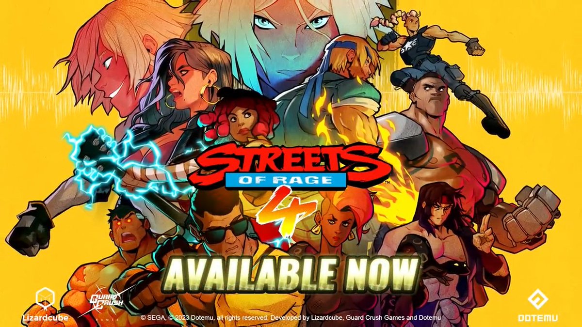 Streets of Rage 4 unleashes today with a new MAJOR &amp; FREE update: 🤝 New co-op moves 🤯 +300 in-game improvements 🔥 Brand-new custom survival mode for its DLC ✨ A 50% discount across Steam, PS4, and Nintendo Switch for a limited time only! @Lizardcube + Guard Crush Games #ComeBackInTenYears ! + Dotemu