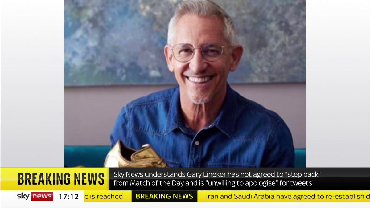 "I'm 100% behind him." @OfficialBarnesy says Gary Lineker has "no reason to apologise" over a tweet in which he compared the language used to launch a new government asylum policy with 1930s Germany. Latest: 📺 Sky 501, Virgin 602 and Freeview 233