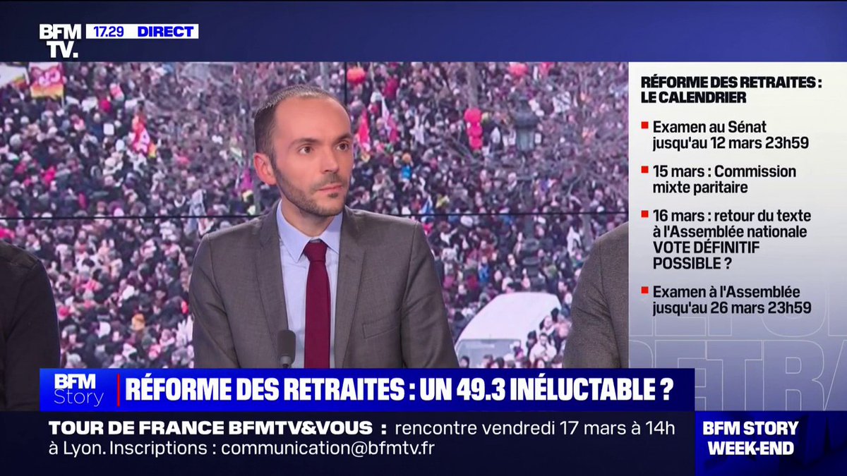 🔴 Face à la possibilité d'un 49.3 sur la réforme des retraites, des députés LR, LIOT et NUPES réfléchissent à déposer une motion de censure transpartisane pour faire tomber le gouvernement #NonALaReformeDesRetraites #BlocageDeLaFrance #64ansCestNon