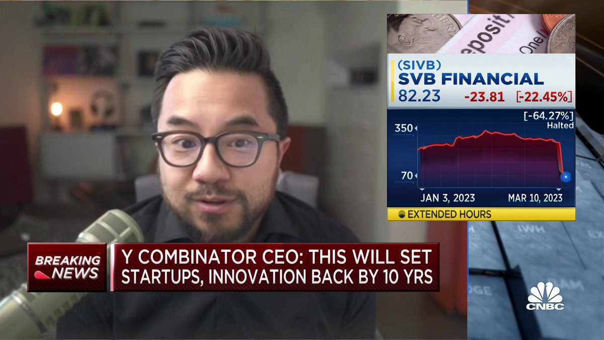 .@GarryTan CEO of Y Combinator calling the SVB fallout an "extinction level event for startups" "These depositors will not survive weeks or months without some sort of plan from the govt." $SVIB #SiliconValleyBank #startups