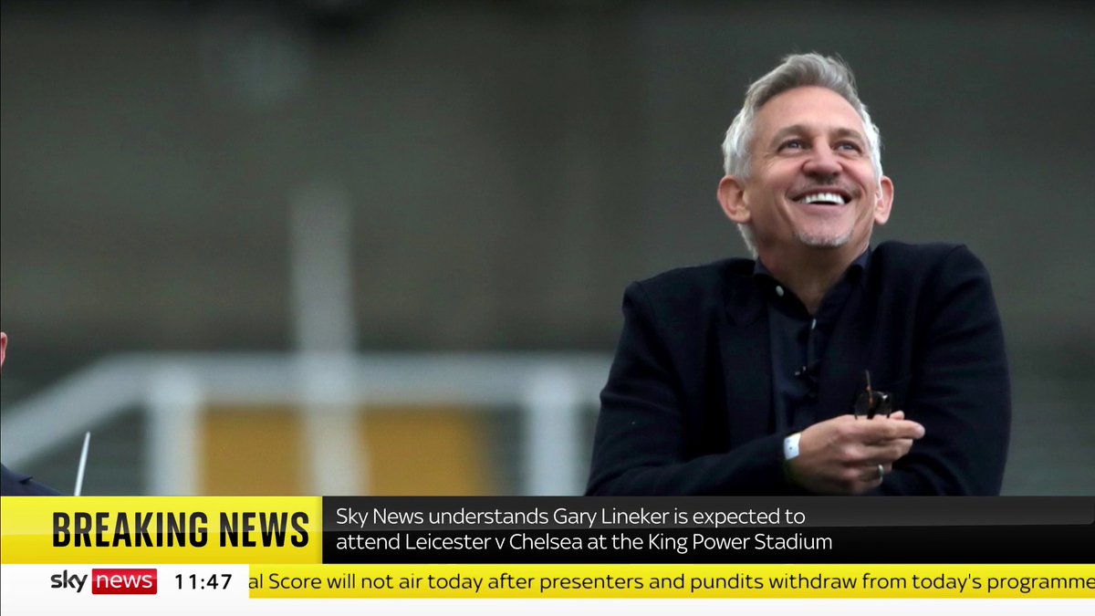 BREAKING: Sky News understands that Gary Lineker is expected to attend the Leicester v Chelsea clash at the King Power Stadium this afternoon. Latest: 📺 Sky 501, Virgin 602, Freeview 233 and YouTube