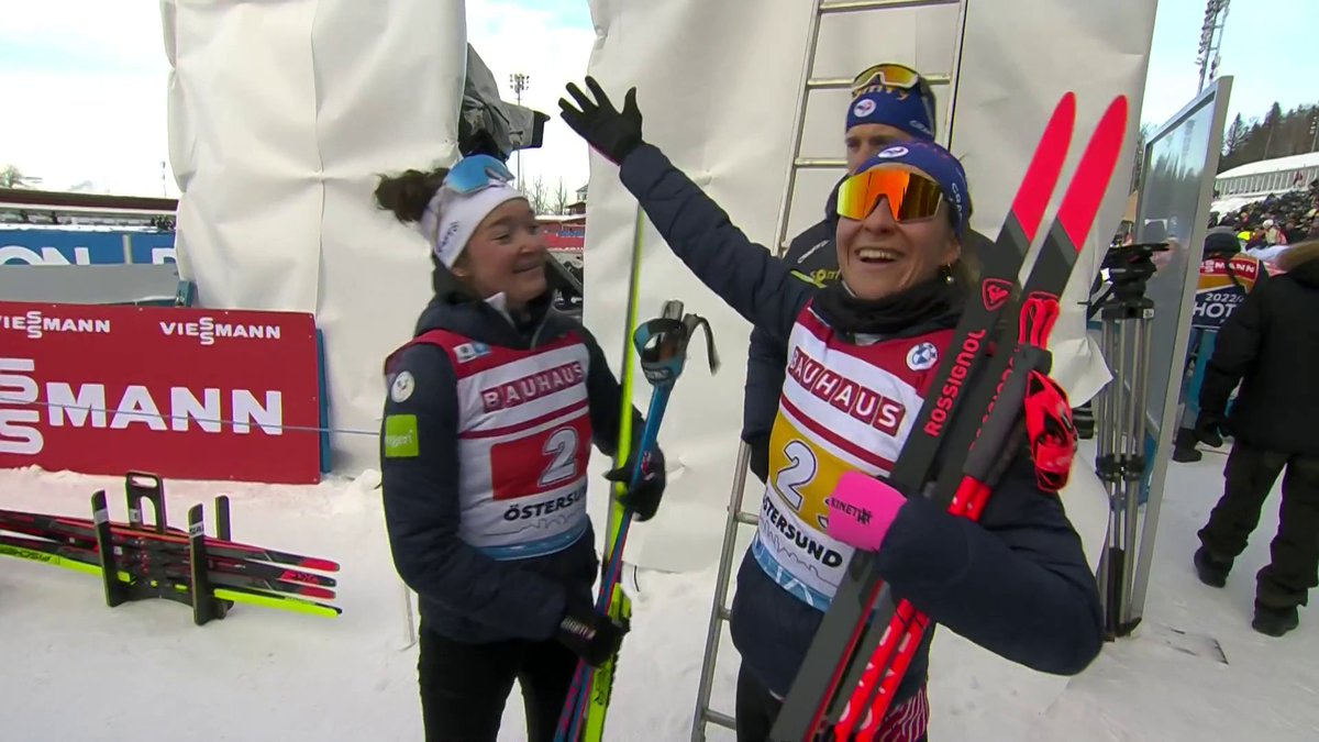 All smiles and joy for Looou and Caroline Colombo: the Women Relay Globe goes to FFS - Fédération Française de Ski - a 20 year wait is over! 😍 Watch the Women Relay live on and follow along on the Official IBU App! #OST23