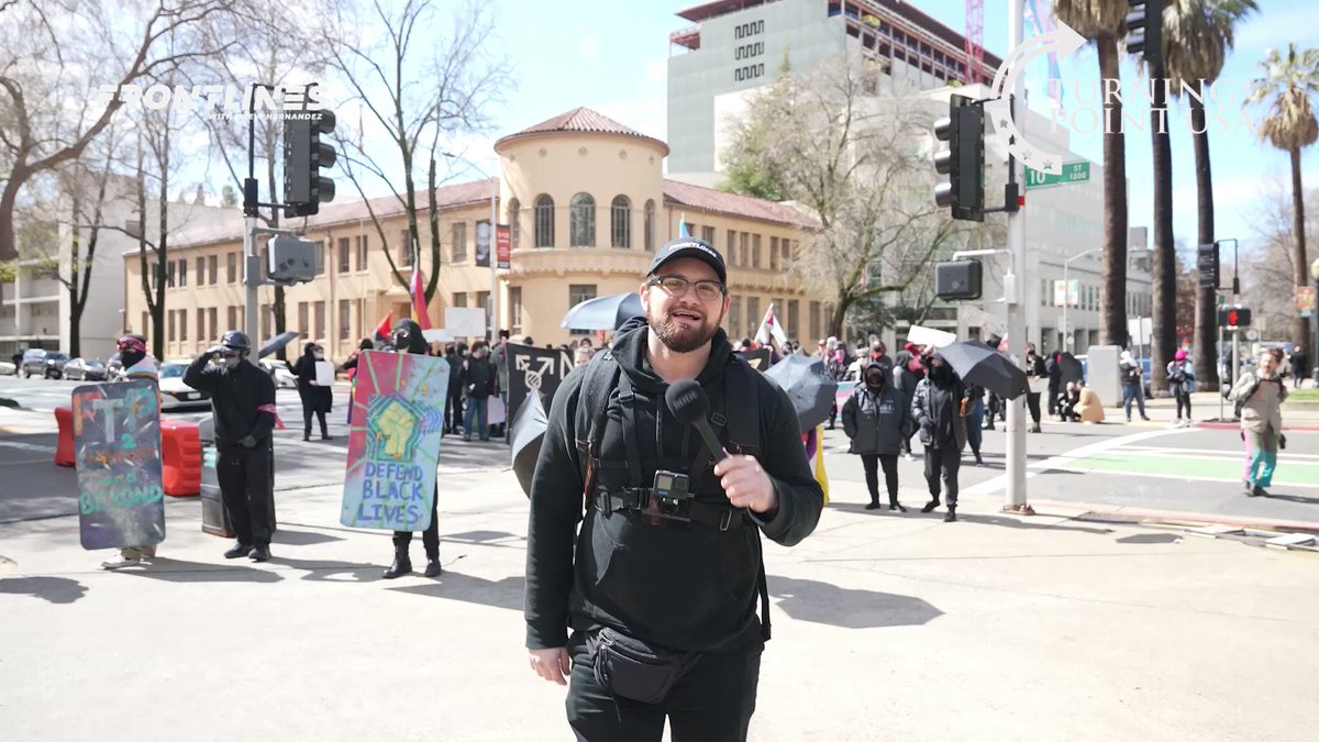 Sacramento, CA: Yesterday far-left militant trans activists associated with the instagram account Pridewasariot.sac violently attacked media and bystanders at the Detransition Awareness Day event at the state Capitol. They organized their ultra violent gathering under the name “Trans Day of Joy and RAGE.” The @FrontlinesShow team was immediately attacked within seconds of being on scene. They destroyed our camera lens and assaulted me and my security. The two militants pictured below are responsible for a majority of the violence carried out yesterday. @FrontlinesShow | Turning Point USA | Charlie Kirk