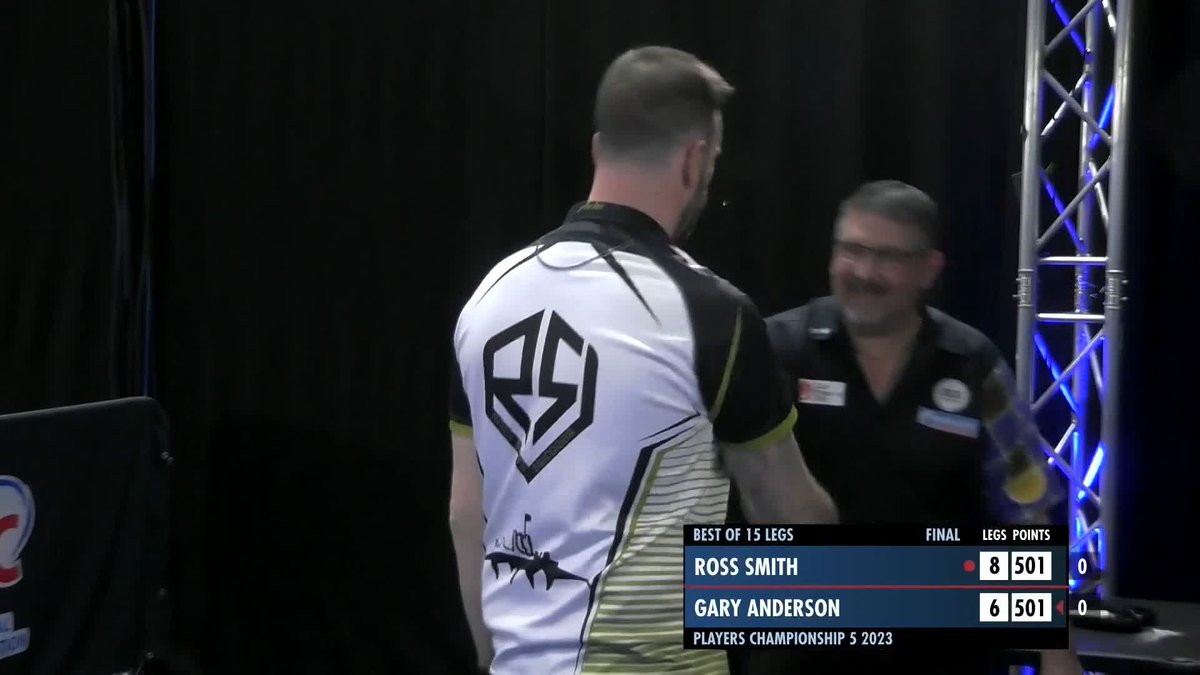 SMITH SEALS THE TITLE! ๐ Ross Smith celebrates his second ProTour title, courtesy of an 8-6 victory over Gary Anderson in Saturday's PC5 final! Terrific run for Anderson, but it's the European Champion who claims the spoils in Barnsley!