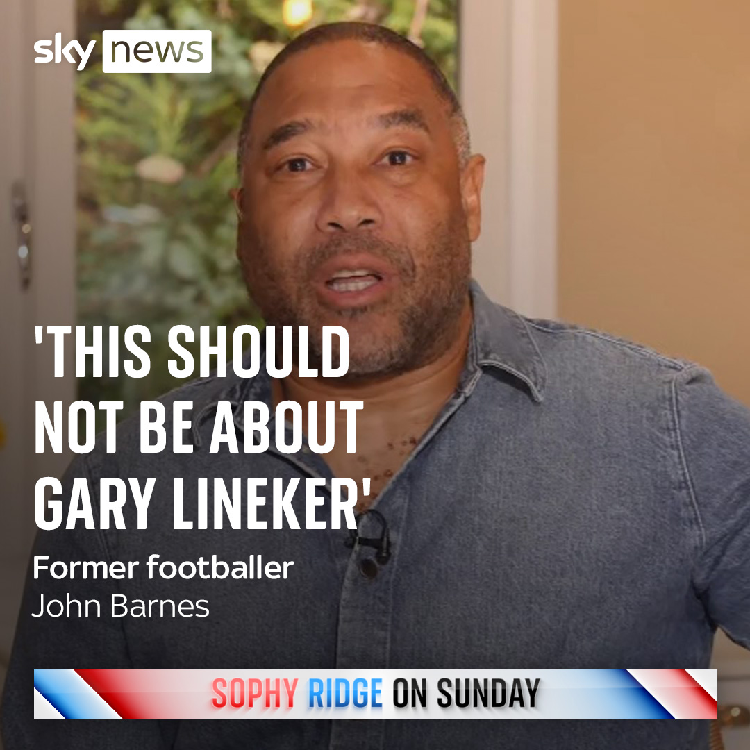 Former England footballer John Barnes has told @RidgeOnSunday the BBC appears to 'pick and choose' when it wants to be impartial, and that the Lineker-BBC controversy is a 'distraction from the cost of living crisis' and other 'real issues' Latest: