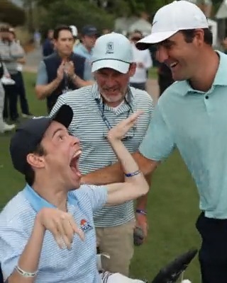 "Maybe you're the good luck charm." ❤️ Scottie Scheffler reunited with Kyler after winning @THEPLAYERSChamp.