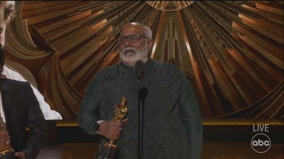 Watch as "Naatu Naatu" from #RRR wins best original song at #Oscars95