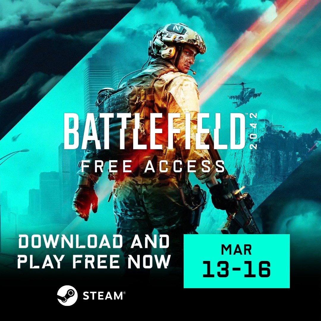 🚨 #Battlefield 2042 Free Access 🚨 ⚫ Download and play on #Steam now and experience Season 4: Eleventh Hour from March 13 - 16