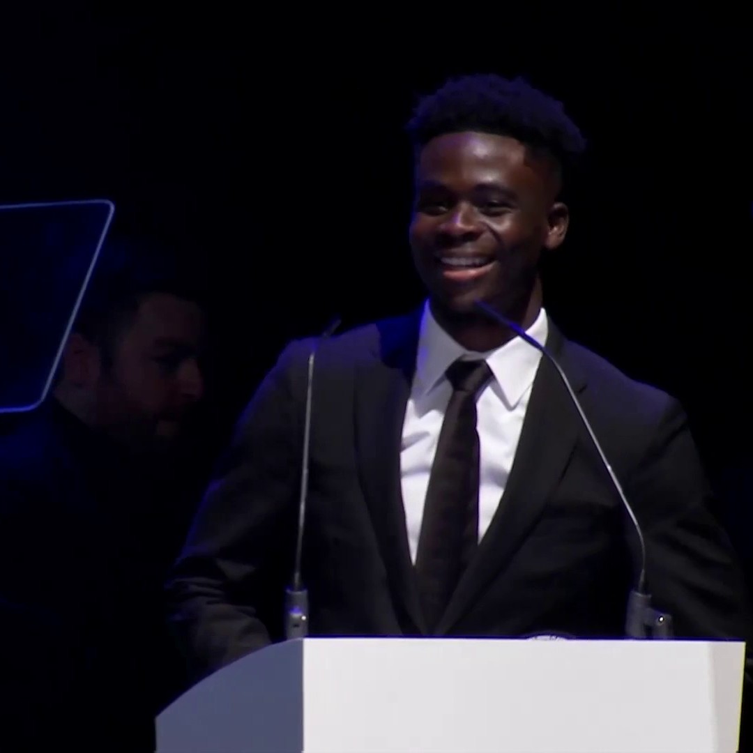 Arsenal's Bukayo Saka wins young player of the year at the London Football Awards.
