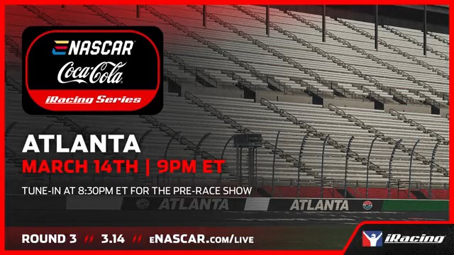 The 2023 @eNASCARCocaCola iRacing Series continues tomorrow at the high banks of Atlanta Motor Speedway! Race coverage begins tomorrow @ 9PM EST at and across iRacing social media channels, with Countdown to Green kicking off @ 8:30PM EST.