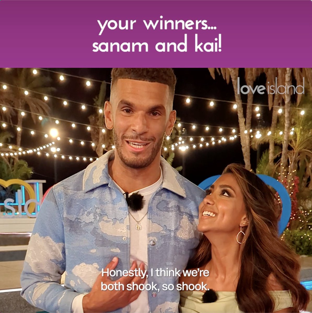 A HUGE thank you from Kai and Sanam for all of your support, votes and love throughout their journey 💖 #LoveIsland