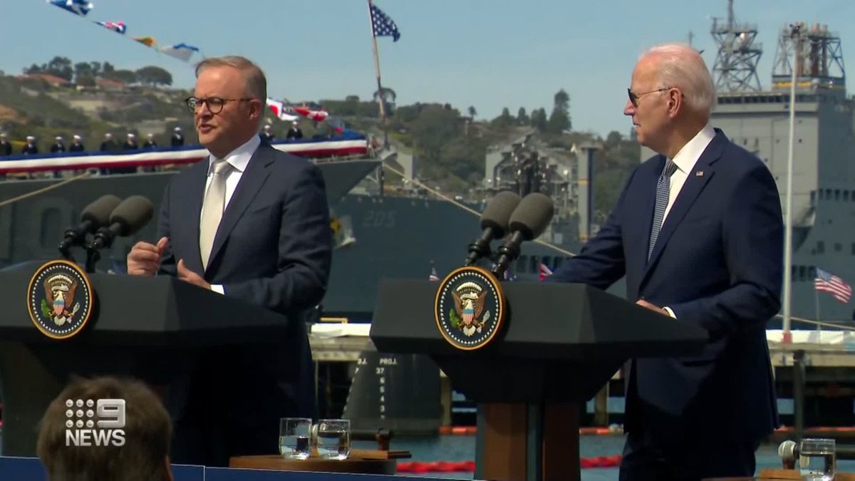 The AUKUS deal is being billed as the greatest advancement in Australia's military power. Anthony Albanese today stood shoulder to shoulder with the US President and British Prime Minister to reveal the details of the plan. Charles Croucher #9News
