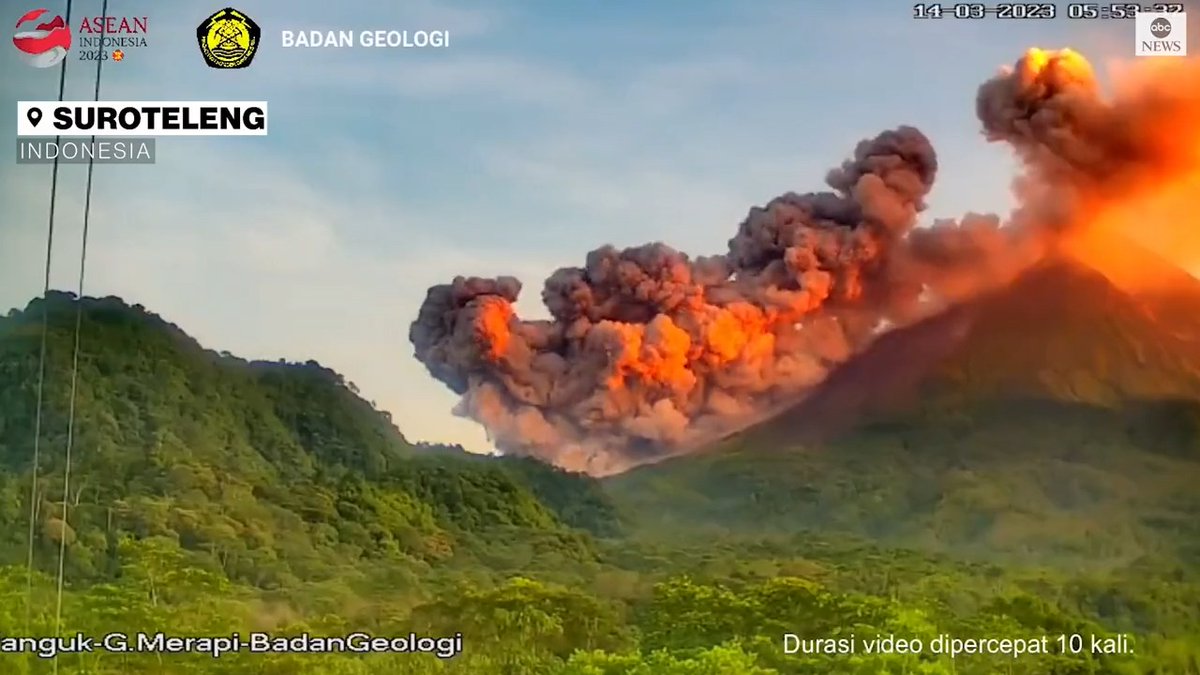 BOOM: An explosion of ash and lava burst from Indonesia's Mount Merapi, the country's most-active volcano.