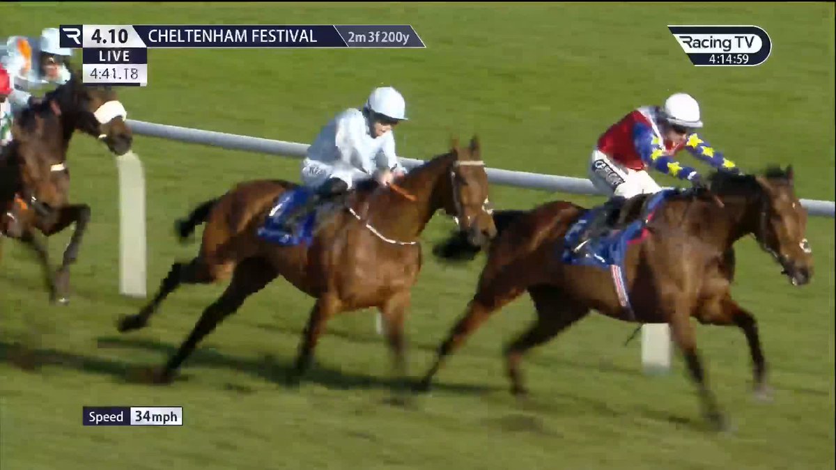 Just a wonderful #CheltenhamFestival moment. Honeysuckle - a Festival legend and what a way to sign off! Henry de Bromhead | Rachael Blackmore