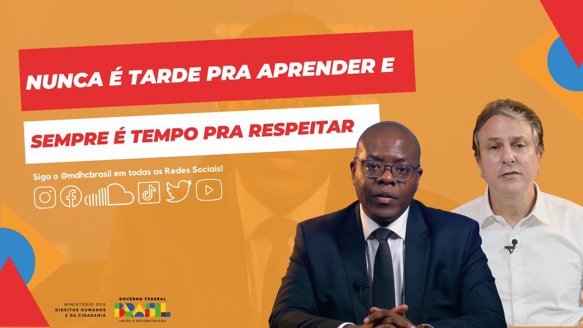 Aqui não tem espaço pro desrespeito. O etarismo ameaça os direitos e alimenta o discurso de ódio. Isso não é liberdade de expressão, é preconceito! NUNCA É TARDE PRA APRENDER. E SEMPRE É TEMPO PRA RESPEITAR. Silvio Almeida | Ministério da Educação | MEC | Lula | Camilo Santana