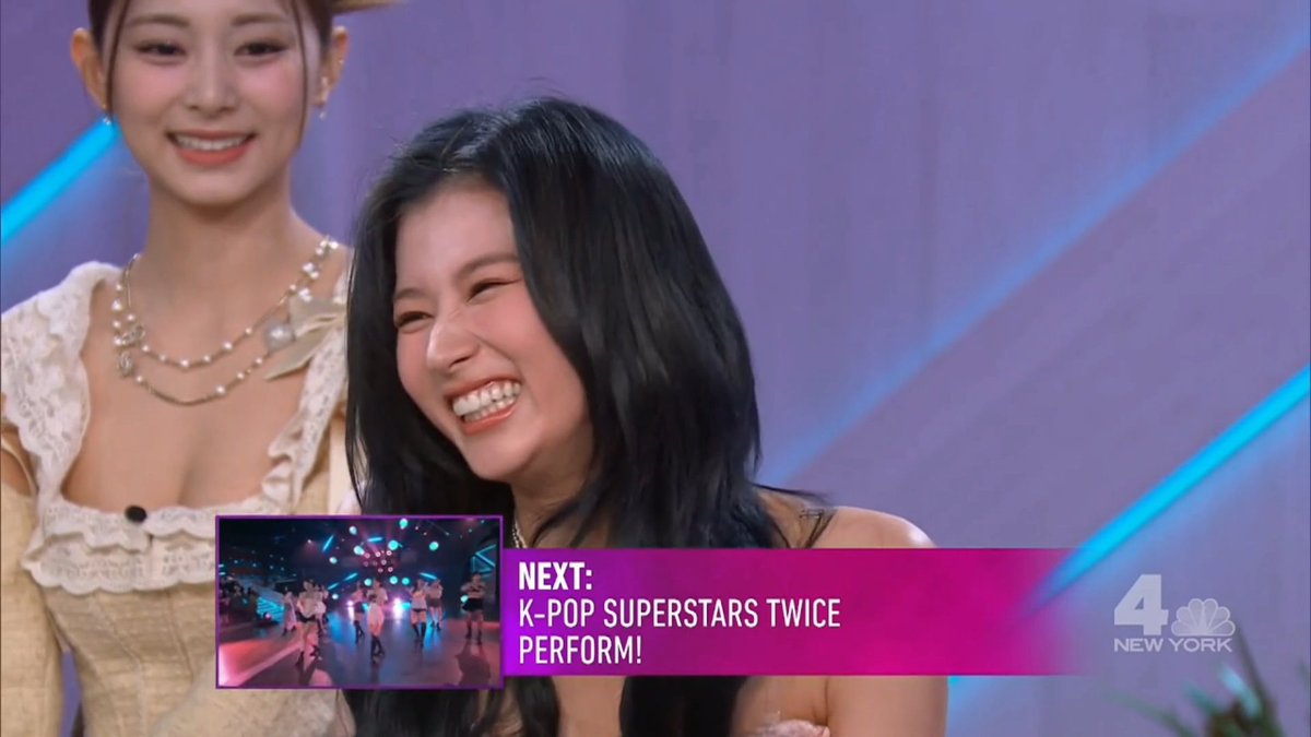 Sana: (speaking in Korean and giggling) Kelly Clarkson: "I'm so excited to know what she just said"