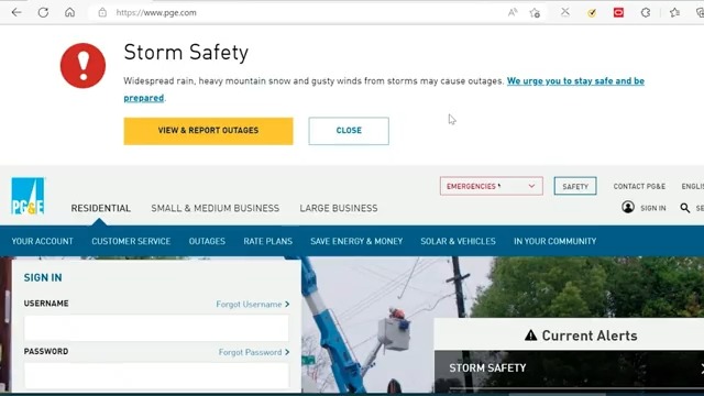 The most intense part of the storm has mostly passed, PG&amp;E crews are working through challenging conditions to restore customers safely and as quickly as possible. PG&amp;E’s Outage Center is the best resource to search for outage details or report an outage.