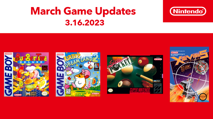 Four classic #GameBoy, #SuperNES, and #NES titles are now live for #NintendoSwitchOnline members! Game Boy – Nintendo Switch Online: ☑️ Kirby’s Dream Land 2 ☑️ BurgerTime Deluxe Super NES – Nintendo Switch Online: ☑️ SIDE POCKET NES – Nintendo Switch Online: ☑️ XEVIOUS