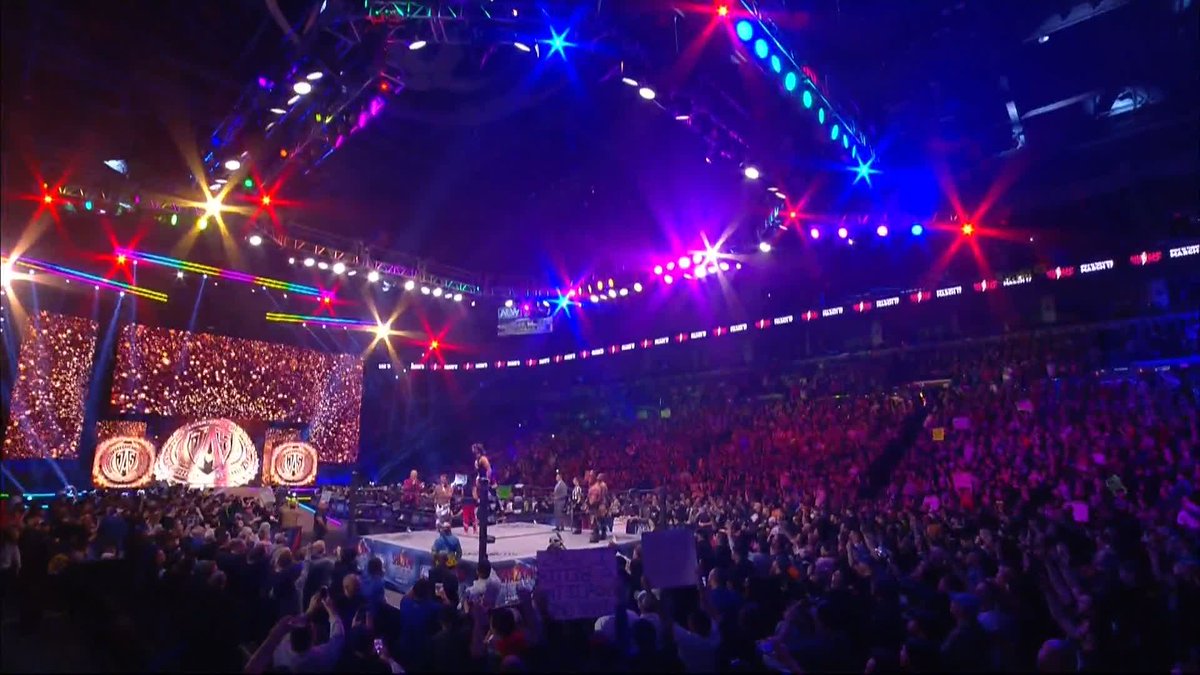#JerichoAppreciationSociety make their way to the ring, and the Winnipeg crowd are ELECTRIC for Chris Jericho, with javi and Sammy Guevara! Watch #AEWDynamite LIVE on TBS!