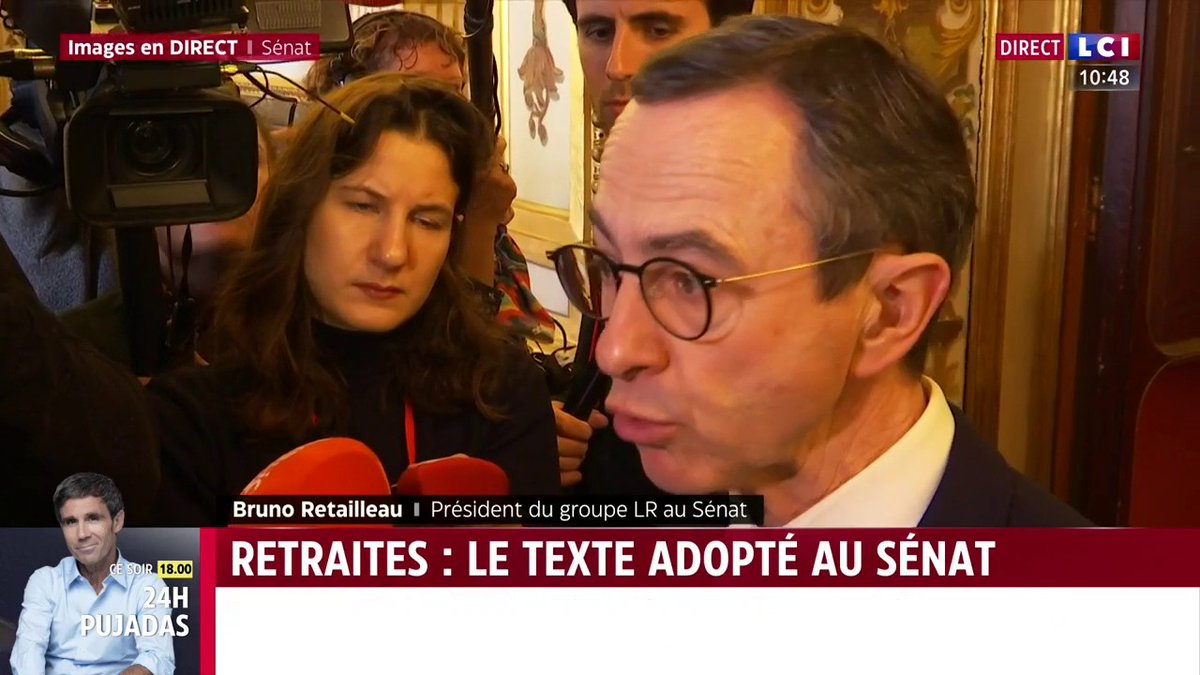🔴🗣️ "Ce qui a affaibli les Républicains c'est des reculs et ce qui fait le plus de mal à la politique ce sont ces revirements [...] En 2030 avec la réforme, la France sera le seul pays d'Europe où l'âge légal de départ à la retraite sera le plus précoce" : Bruno Retailleau.