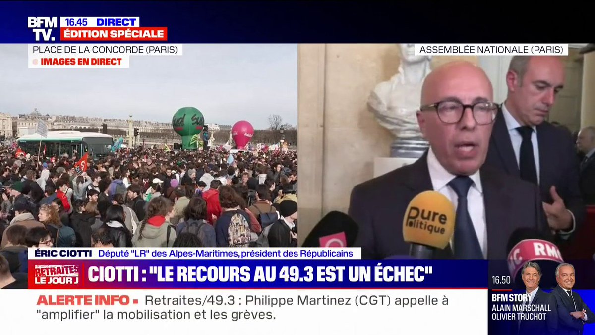 🔴 Eric Ciotti (Les Républicains): "Nous ne voterons aucune motion de censure"
